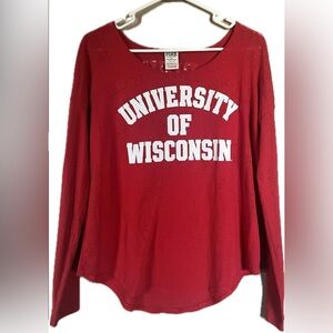 PINK Victoria's Secret Red 'University of Wisconsin' Long Sleeve Tee. Size Small